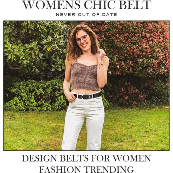 3 Pack Women\'s Leather Belts Jeans Pants Fashion Gold Buckle Ladies Dress Belt main image 6